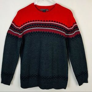 Fair isle red and gray crewneck sweater by XG